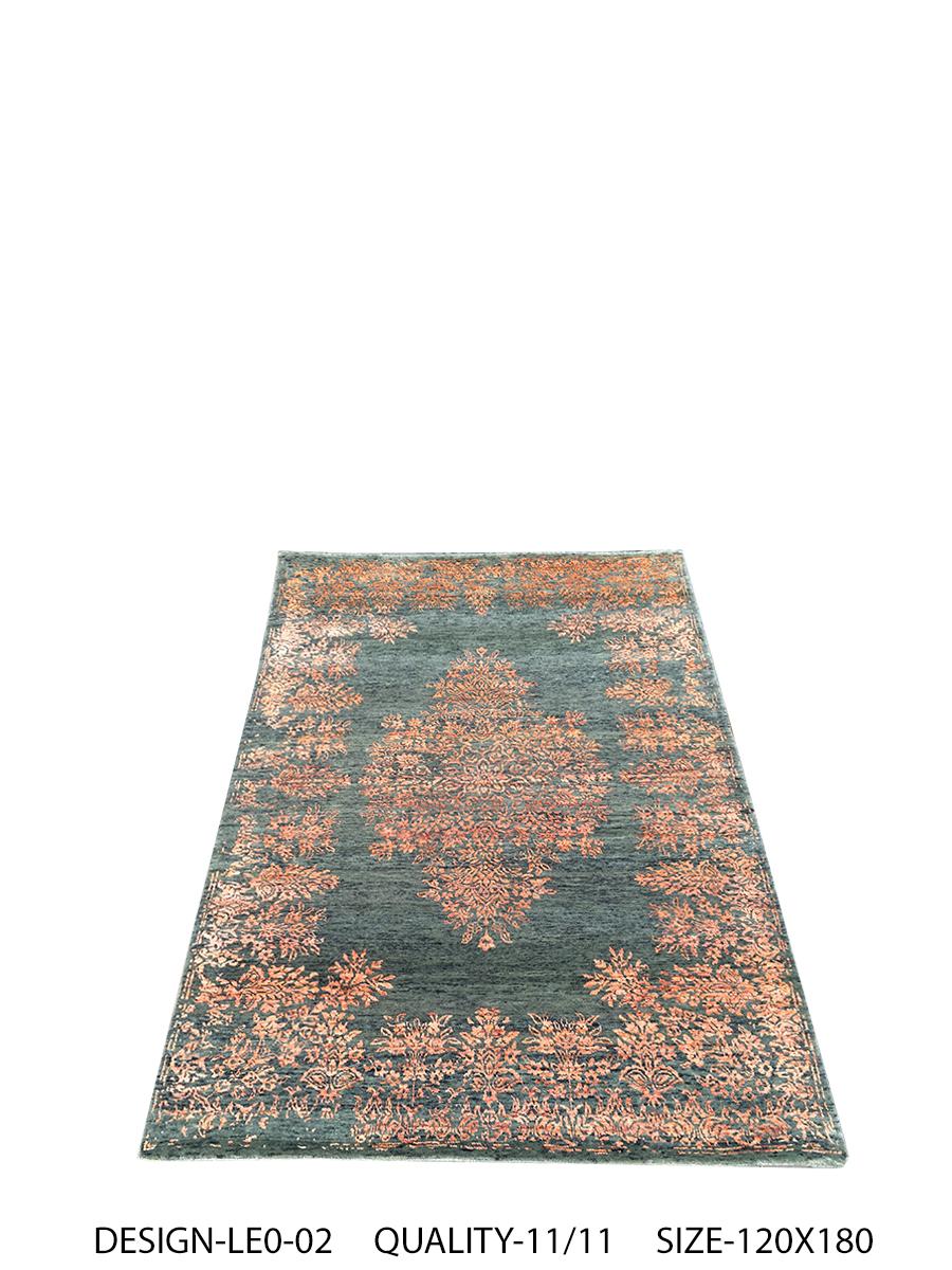 Modern Contemporary Rug with Orange and Green Floral Medallion Pattern by Rug & Kilim