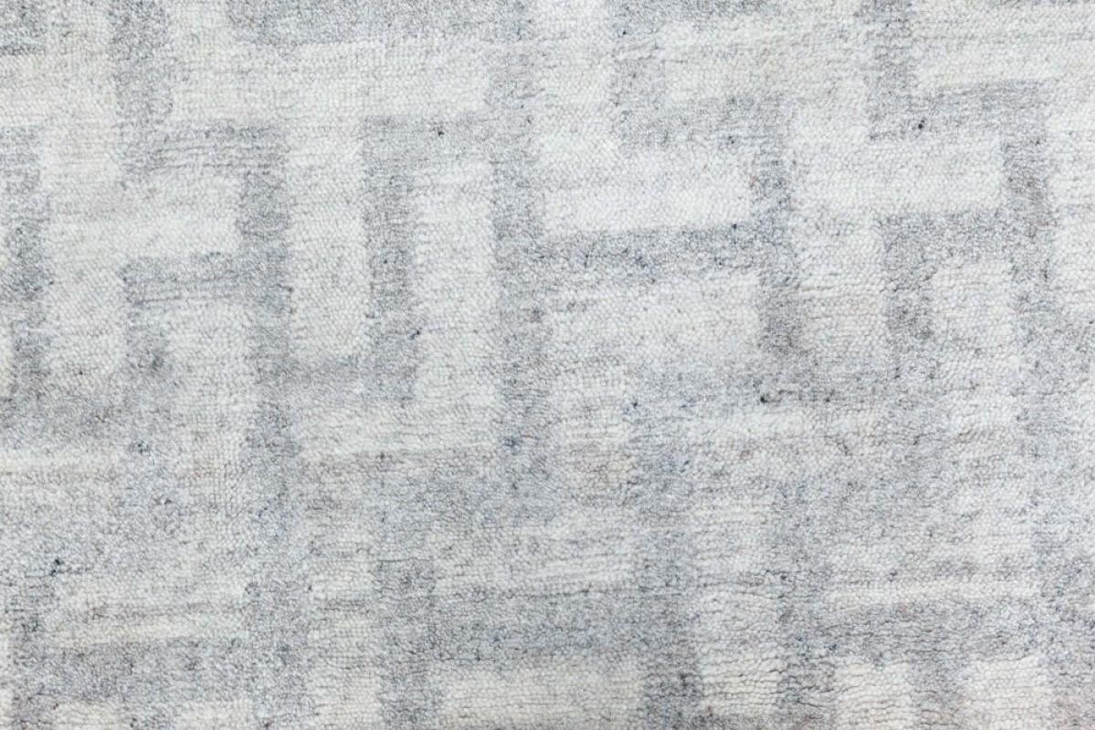 Indian Contemporary Runner in Gray Natural Wool by Doris Leslie Blau For Sale
