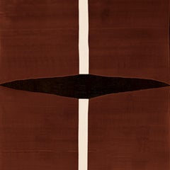 Contemporary Runner Rug Geometric Pattern Brown, Dark Red, Black & White