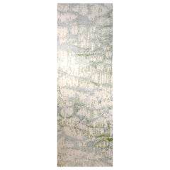 Runner Rug Ivory Grey Contemporary, Handmade of Silk and Wool "Glow"