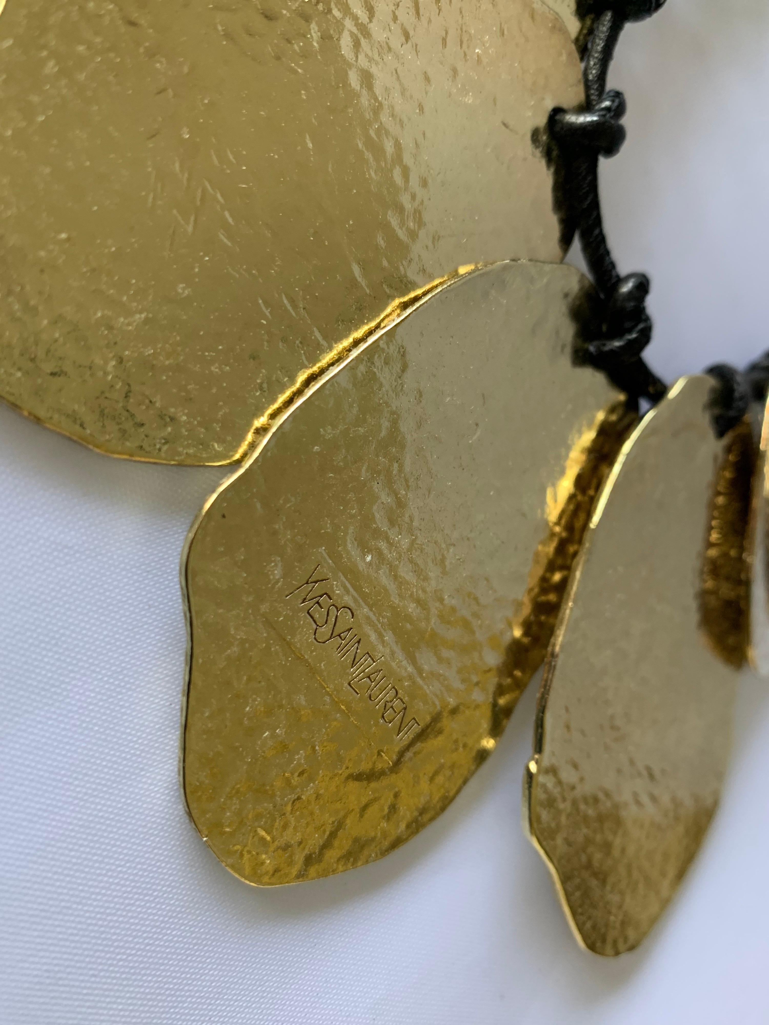 Contemporary Runway Yves Saint Laurent Gold Fingerprint Statement Necklace  2
