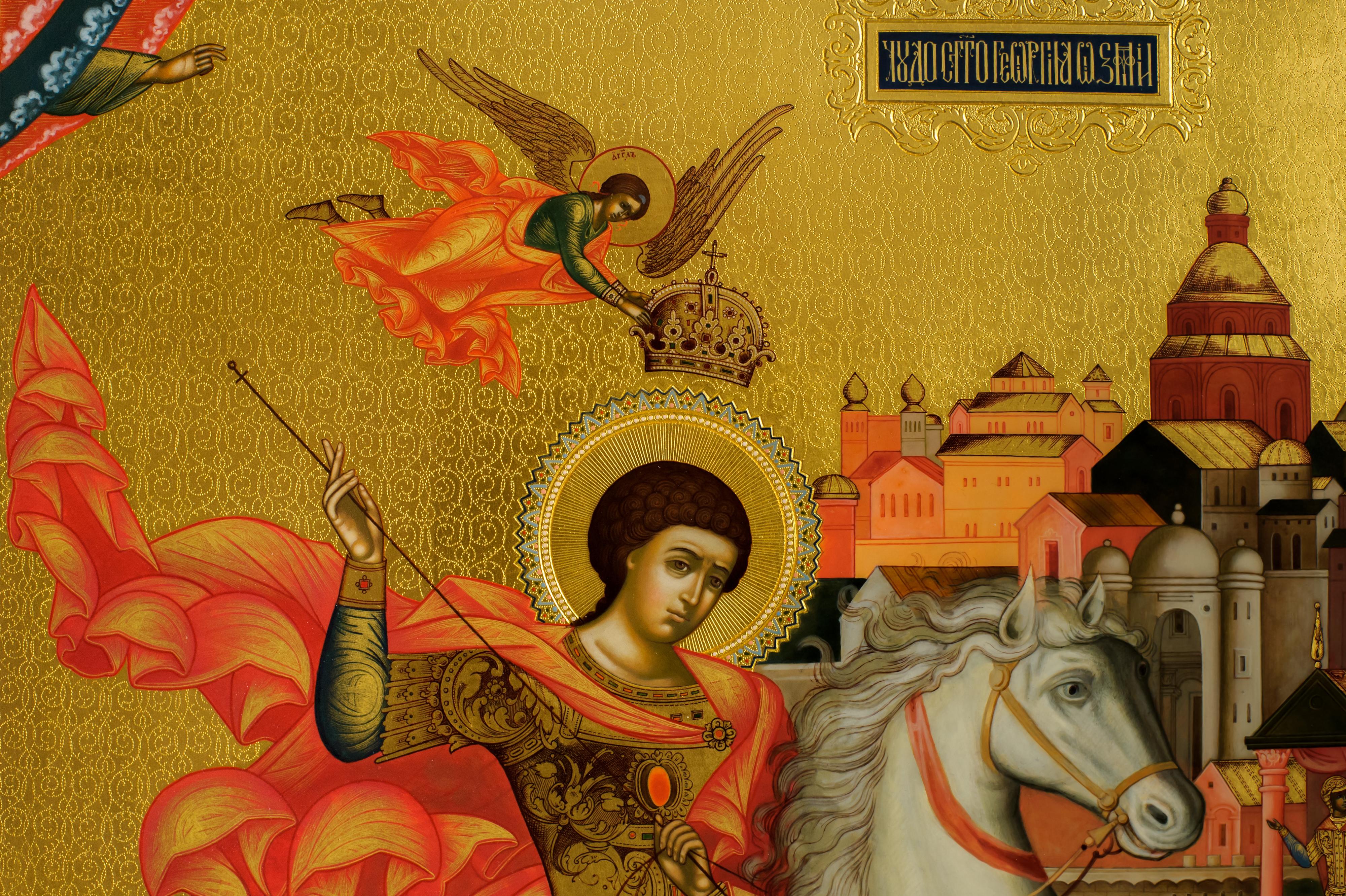 Contemporary Russian icon produced by masters of Duhanin workshop located in Palekh, the ancient icon painting center.
The centuries-old tradition of Palekh icon painting school requires that the icon is created at high artistic and technical