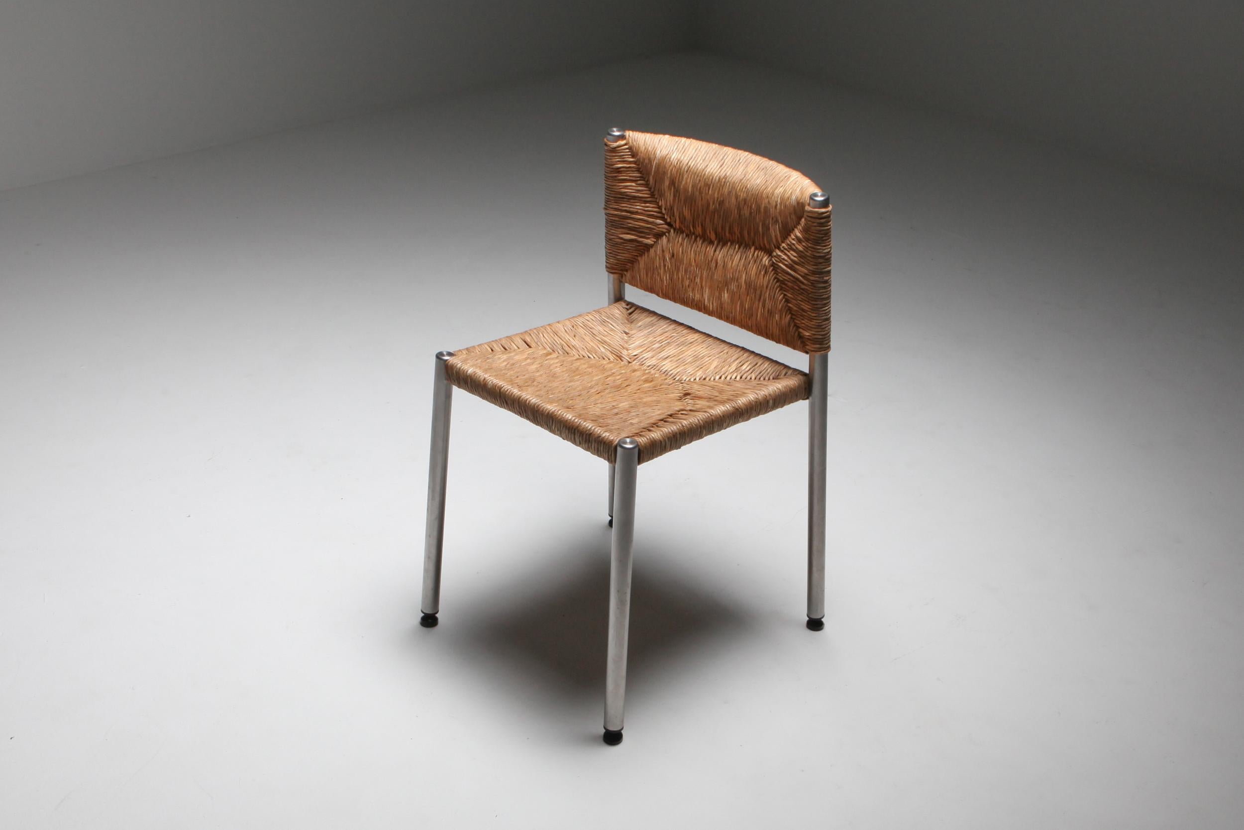 Contemporary Rustic Modern Chairs in Seagrass and Aluminum 1