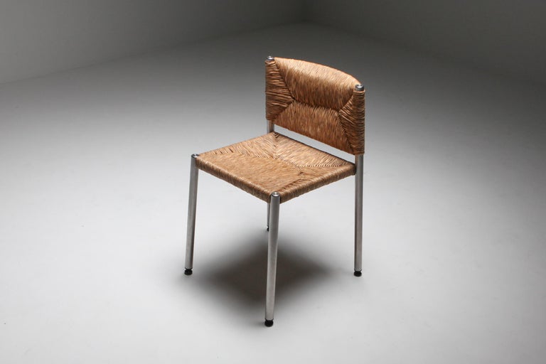 Contemporary Rustic Modern Chairs in Seagrass and Aluminum at 1stDibs