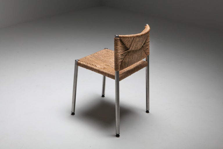 Contemporary Rustic Modern Chairs in Seagrass and Aluminum at 1stDibs