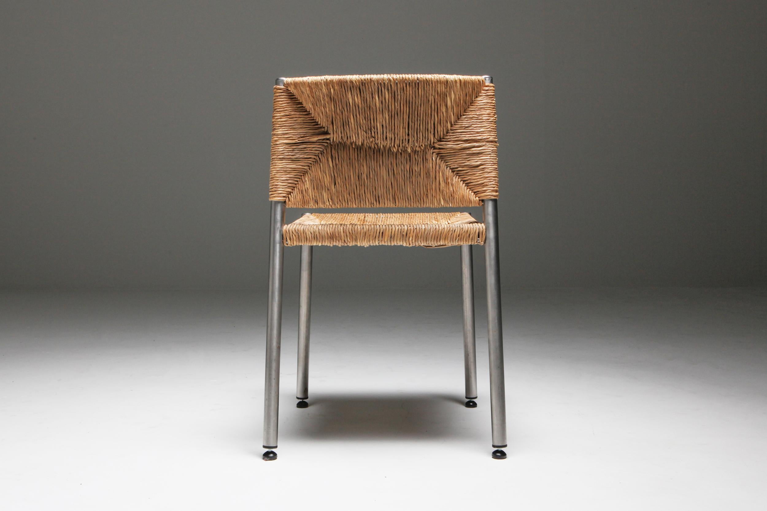 Contemporary Rustic Modern Chairs in Seagrass and Aluminum 3