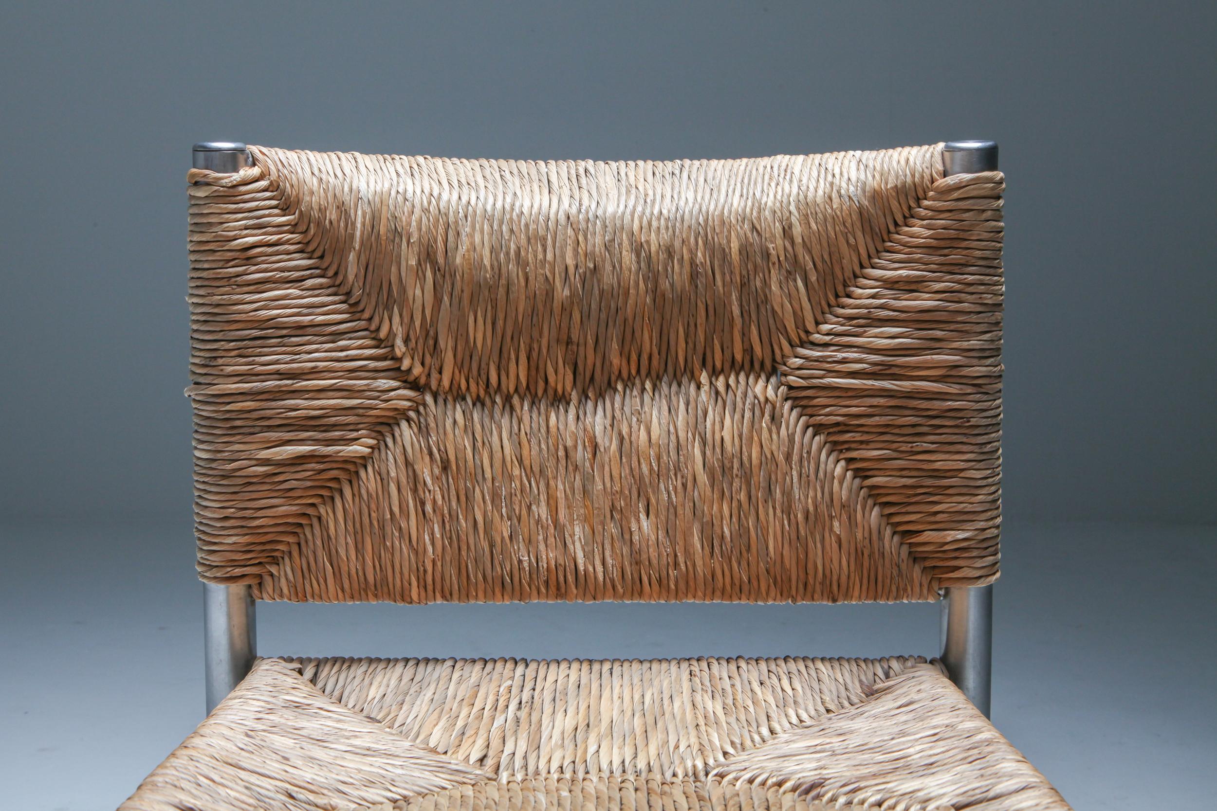 Contemporary Rustic Modern Chairs in Seagrass and Aluminum 5