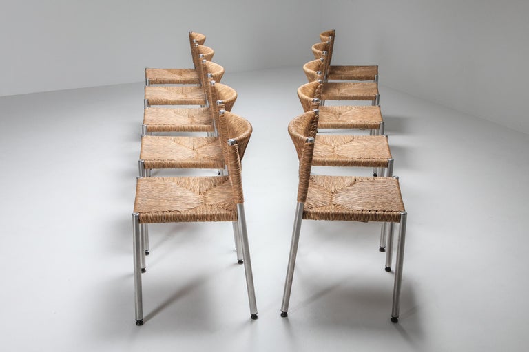 Contemporary Rustic Modern Chairs in Seagrass and Aluminum at 1stDibs