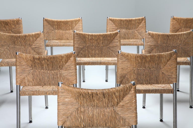 Contemporary Rustic Modern Chairs in Seagrass and Aluminum at 1stDibs