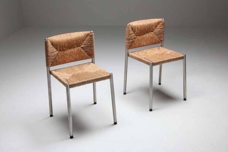 Contemporary Rustic Modern Chairs in Seagrass and Aluminum at 1stDibs