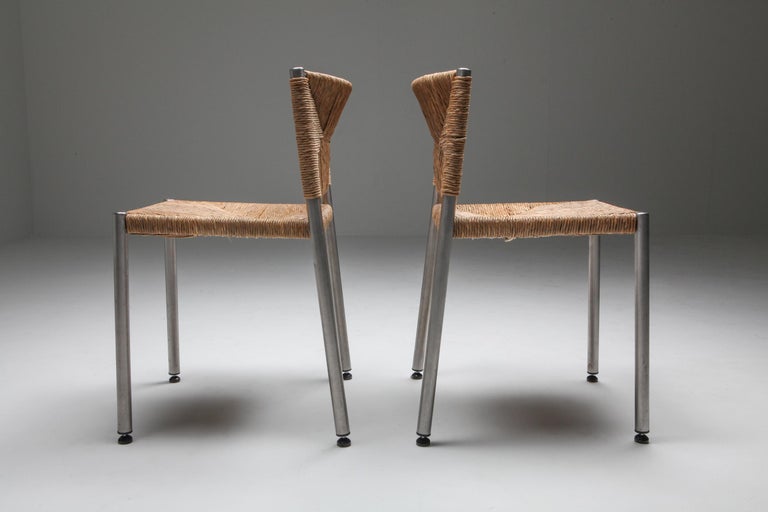 Contemporary Rustic Modern Chairs in Seagrass and Aluminum at 1stDibs