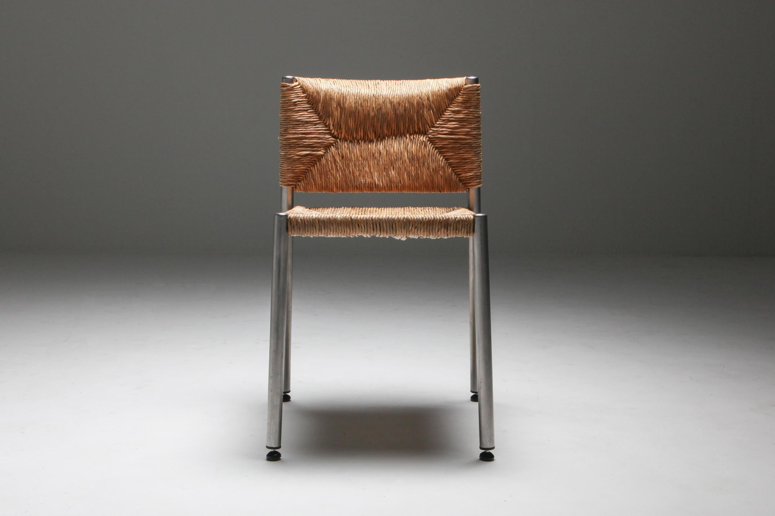 20th Century Contemporary Rustic Modern Chairs in Seagrass and Aluminum