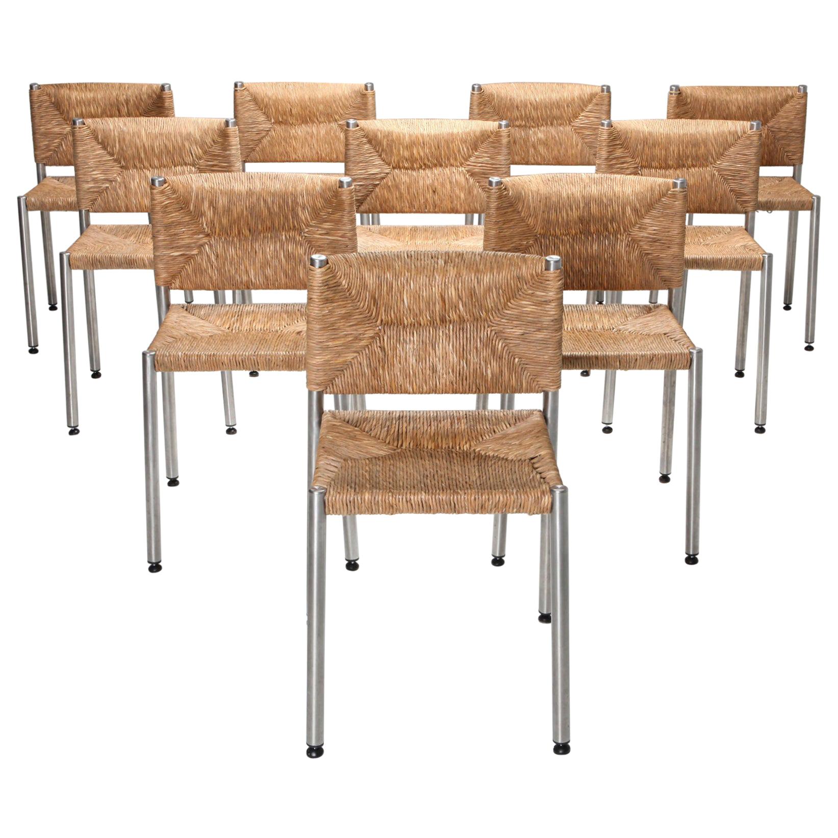 Contemporary Rustic Modern Chairs in Seagrass and Aluminum