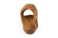 Cesta Contemporánea Rústica Moderna Forma Orgánica Madera de Olivo