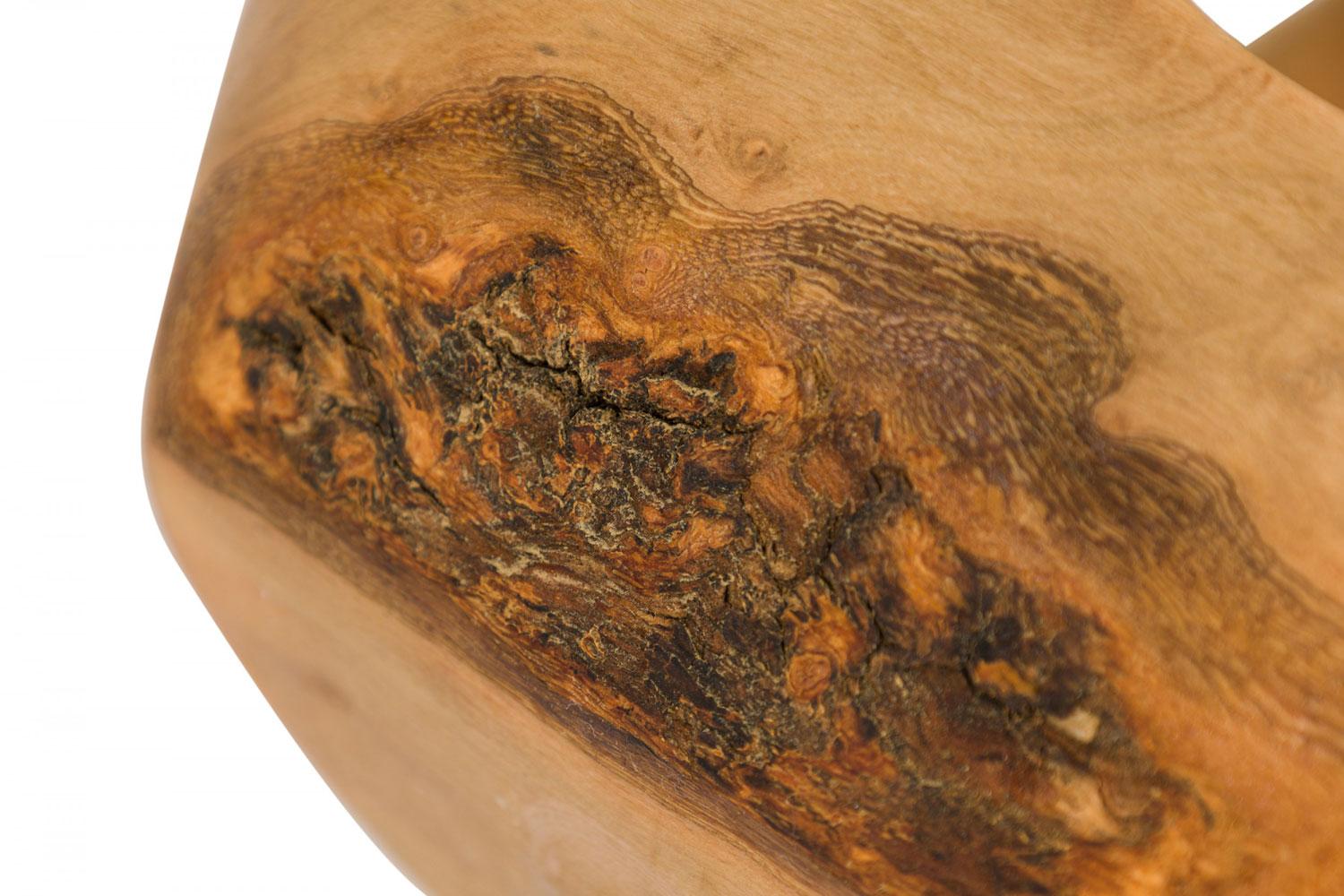 Zeitgenössisch Rustikal Modern Organisch Form Olivenholz Korb im Angebot 2