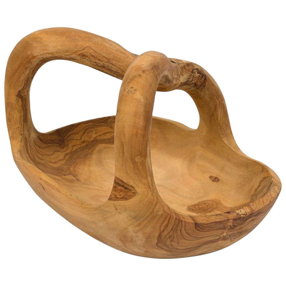 Contemporary Rustic Modern Organic Form Wooden Basket