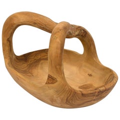 Contemporary Rustic Modern Organic Form Wooden Basket