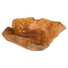 Contemporary Rustic Organically Shaped Olive Wood Bowl