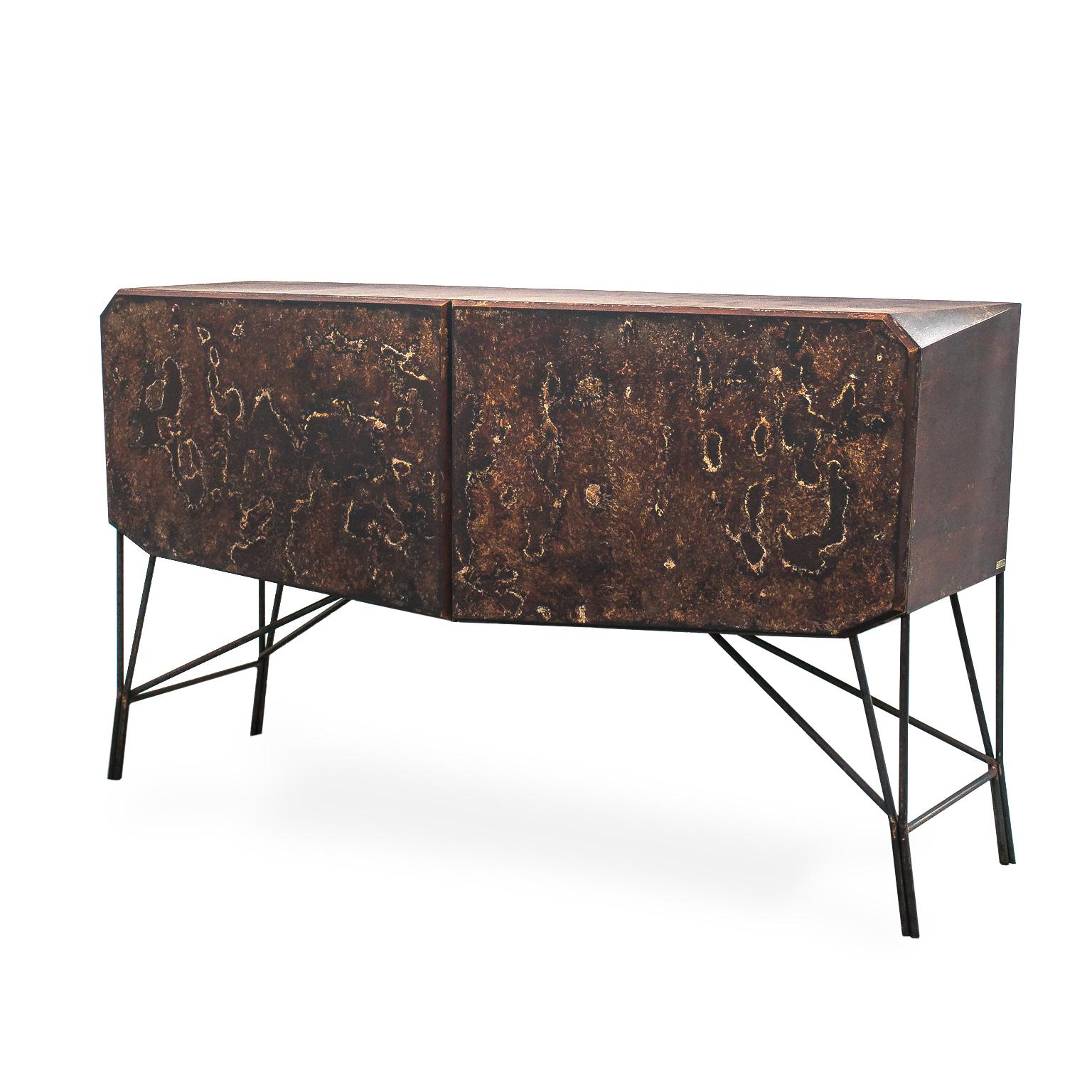 Brazilian Contemporary Rusty Buffet Triarm, Silver Wood Inside, Limited Edition  For Sale