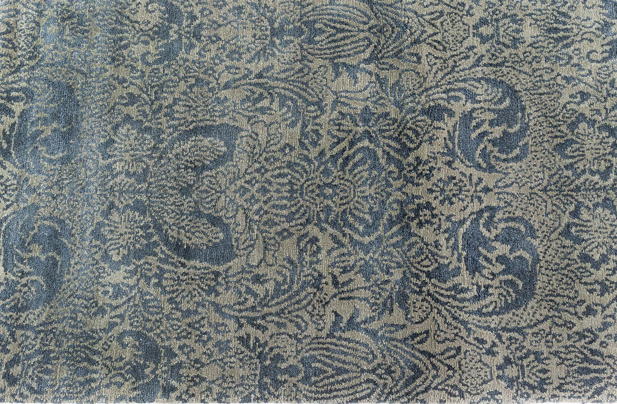 Contemporary S10 Tibetan Floral Design Rug by Doris Leslie Blau For Sale 2