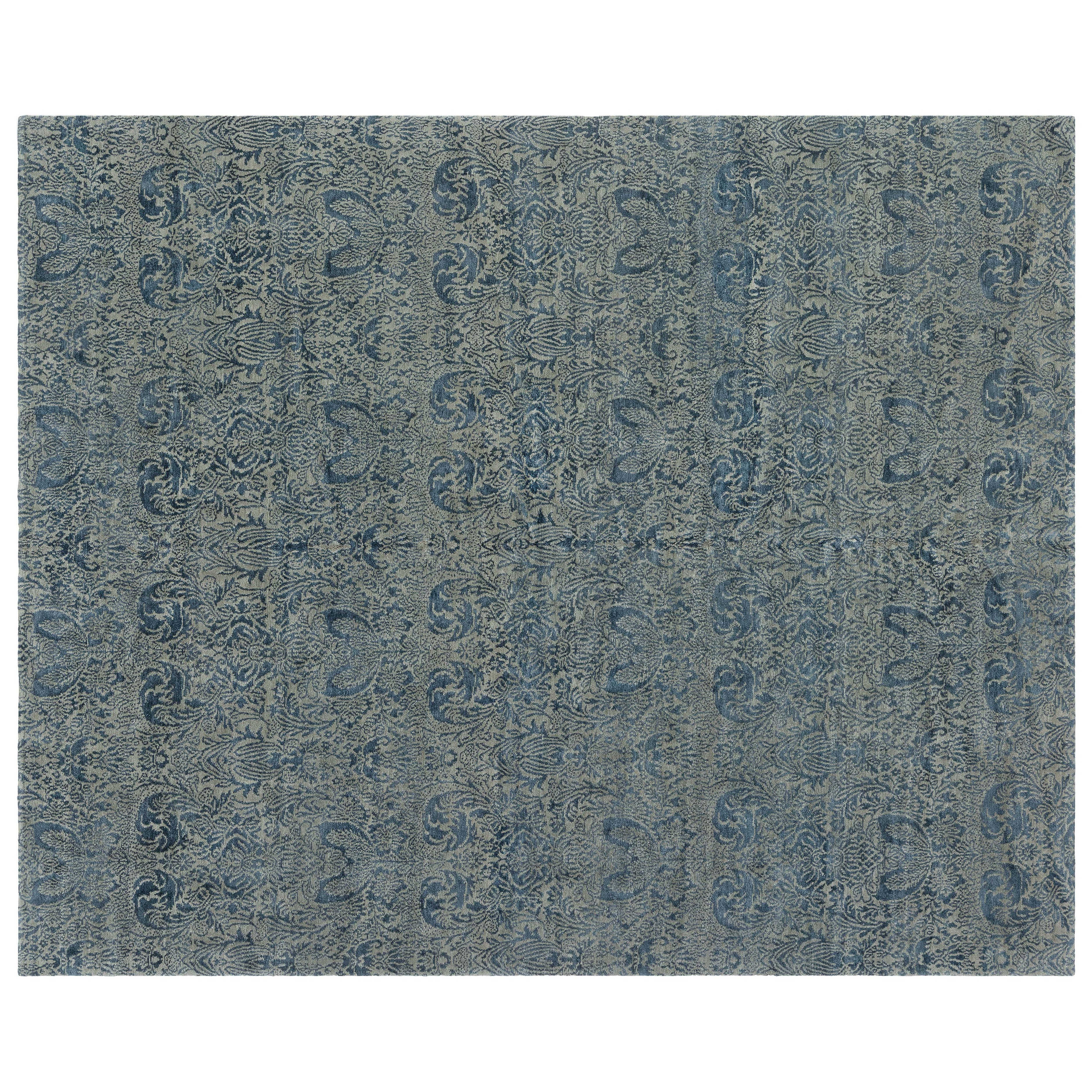 Contemporary S10 Tibetan Floral Design Rug by Doris Leslie Blau