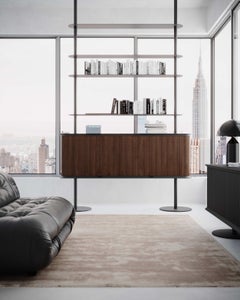 Contemporary Sagaría Bookcase Storage Self-Standing Italian Walnut Black Marble