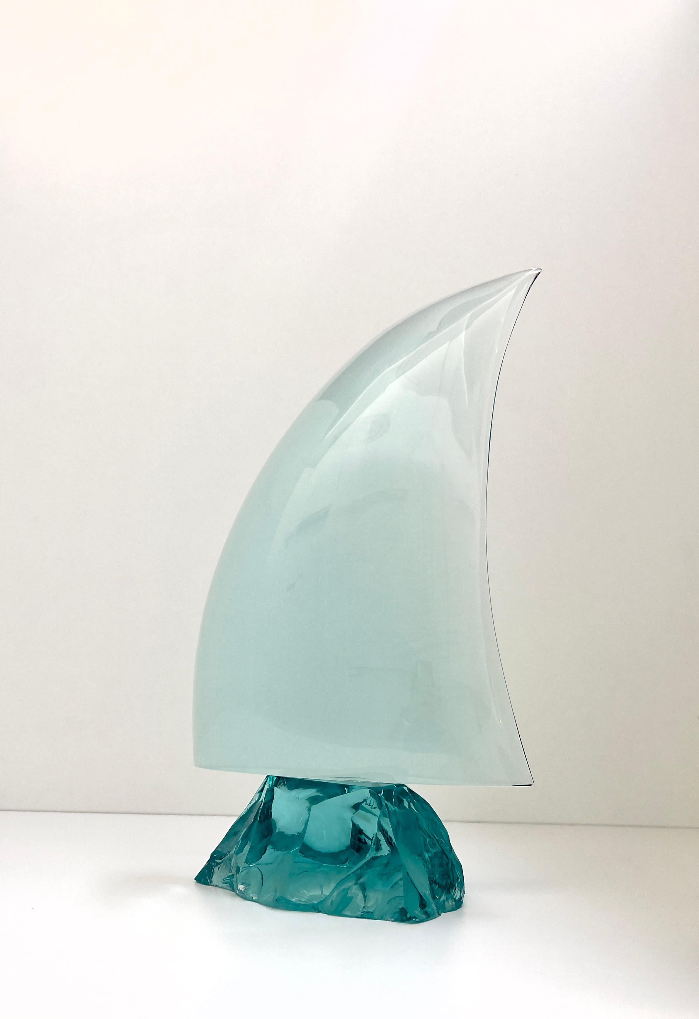 Modern Contemporary 'Sail' Handmade Aquamarine Crystal Big Sculpture by Ghirò Studio For Sale