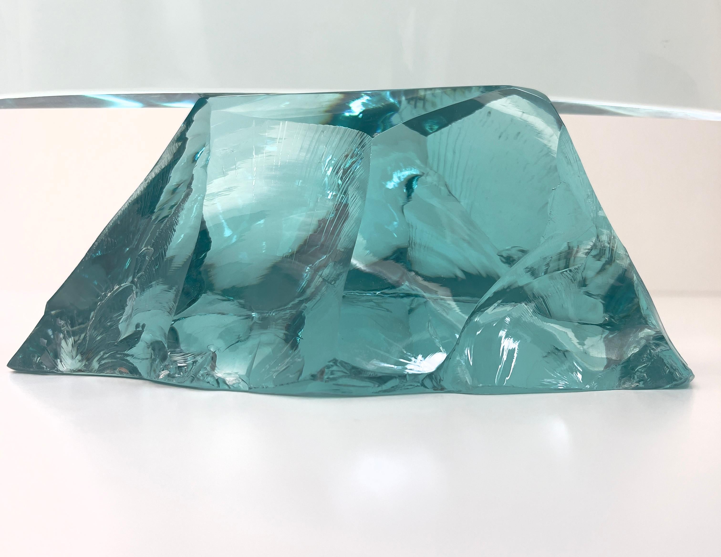 Hand-Crafted Contemporary 'Sail' Handmade Aquamarine Crystal Big Sculpture by Ghirò Studio For Sale