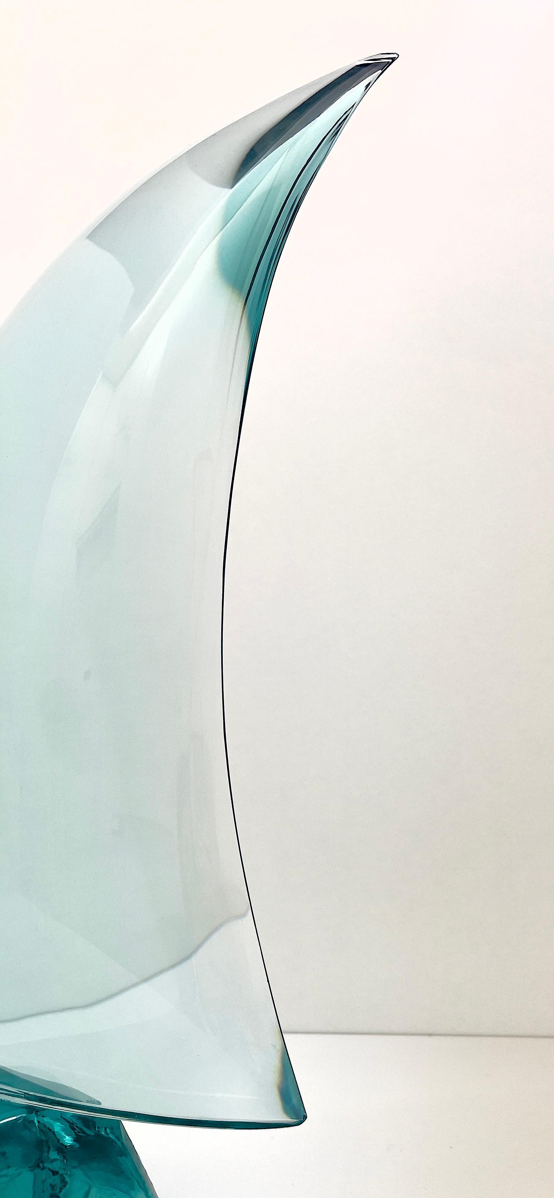 Contemporary 'Sail' Handgefertigte Aquamarin Kristall Großplastik von Ghirò Studio im Angebot 1