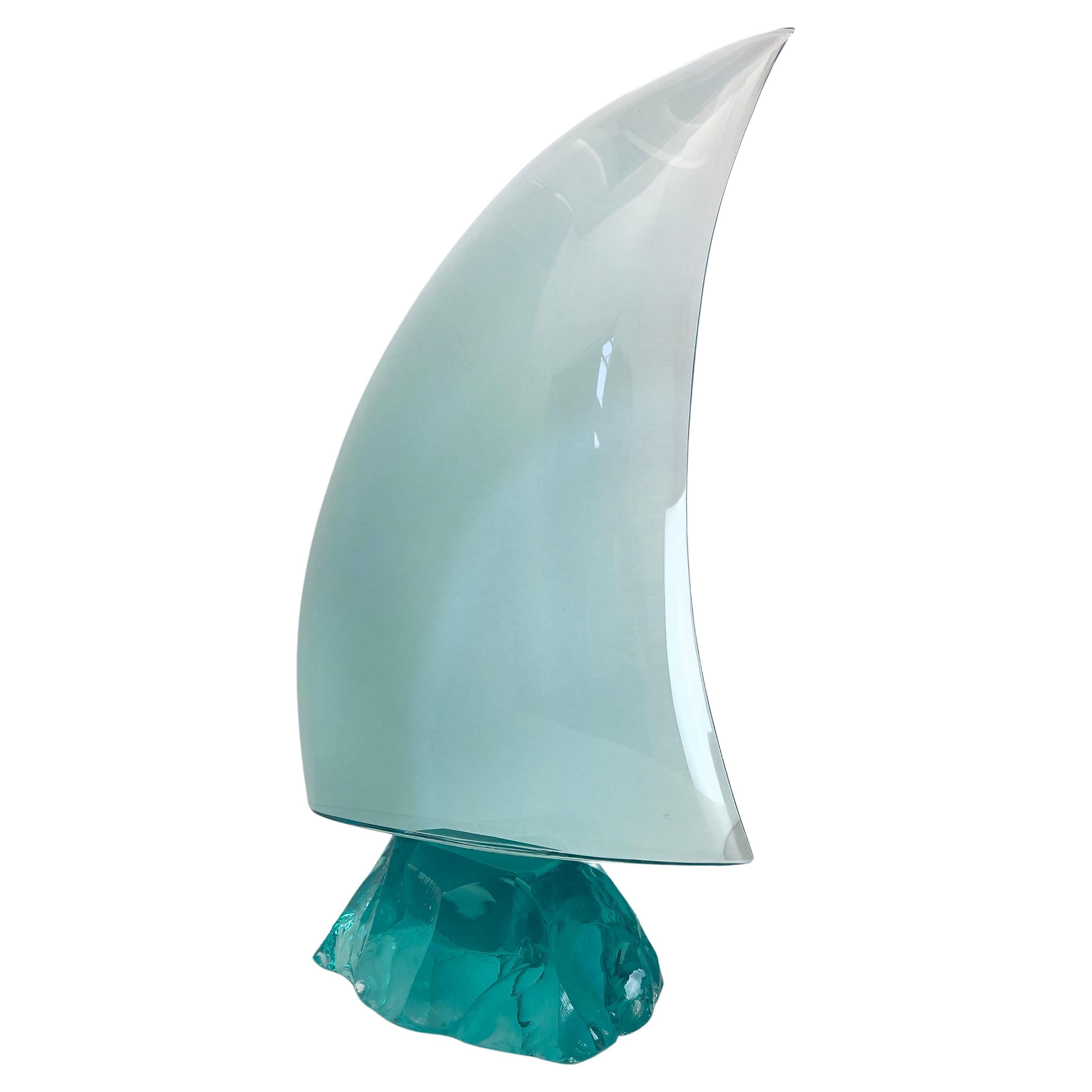 Contemporary 'Sail' Handmade Aquamarine Crystal Big Sculpture by Ghirò Studio For Sale