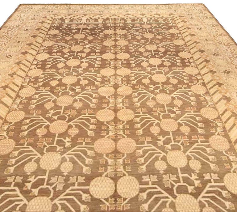 Contemporary Samarkand Beige Brown Hand Knotted Wool Rug by Doris ...
