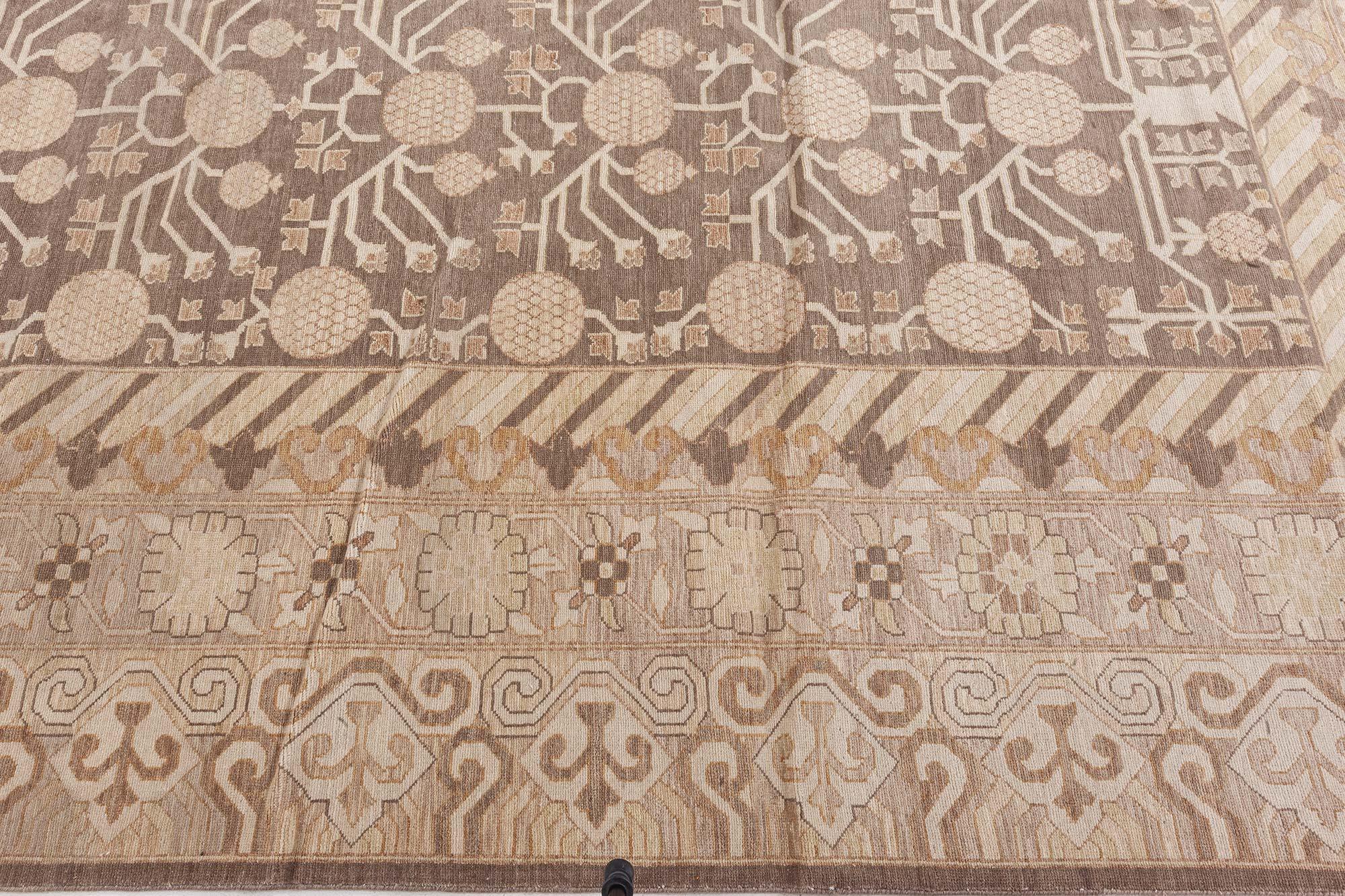 Contemporary Samarkand Beige Brown Hand Knotted Wool Rug by Doris Leslie Blau In New Condition For Sale In New York, NY