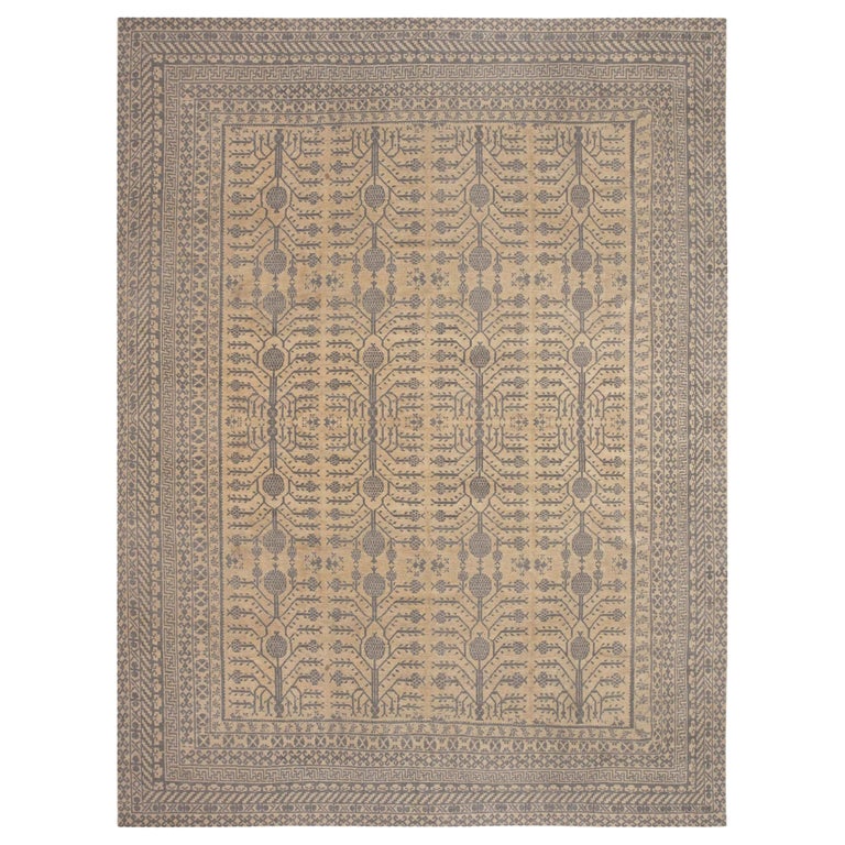 Contemporary Samarkand Style Sepia Handmade Wool Rug by Doris Leslie ...