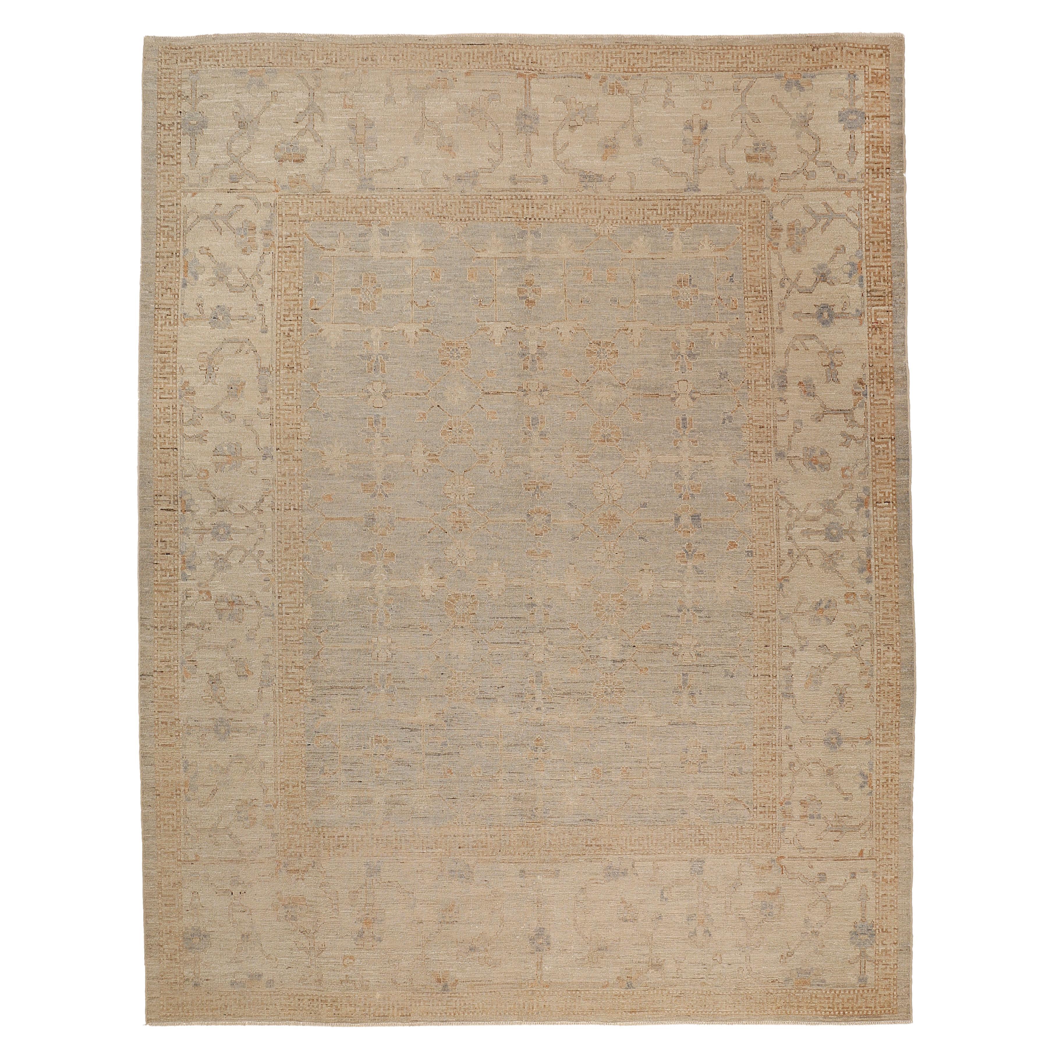 Tapis Yarkand contemporain de style Samarkand avec motif all-over dans des couleurs douces en vente