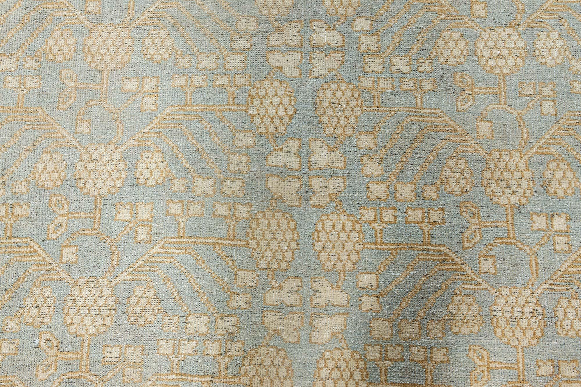 Indian Contemporary Samarkand Traditional Design Handmade Wool Rug by Doris Leslie Blau For Sale