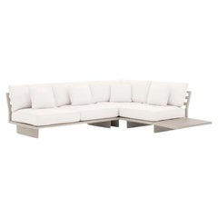 Canapé d'angle d'extérieur en aluminium couleur sable, style contemporain
