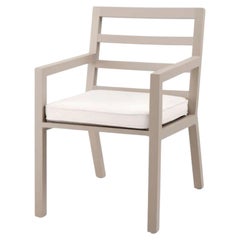 Contemporary Sand Aluminum Outdoor Dining Chair with Sunbrella Cushion