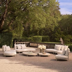 Contemporary Sand Aluminum Outdoor Sofa in Off-White Upholstery