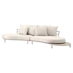 Contemporary Sand Aluminum Outdoor Sofa in Off-White Upholstery