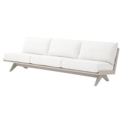 Contemporary Sand Aluminum Outdoor Sofa with Sunbrella Fabric
