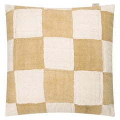 Contemporary Sand and White Checkered Cushion Cover