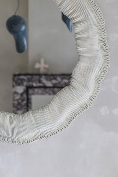 Contemporary Sand (customizable) round Wall Mirror Cynarina by Sarah Roseman