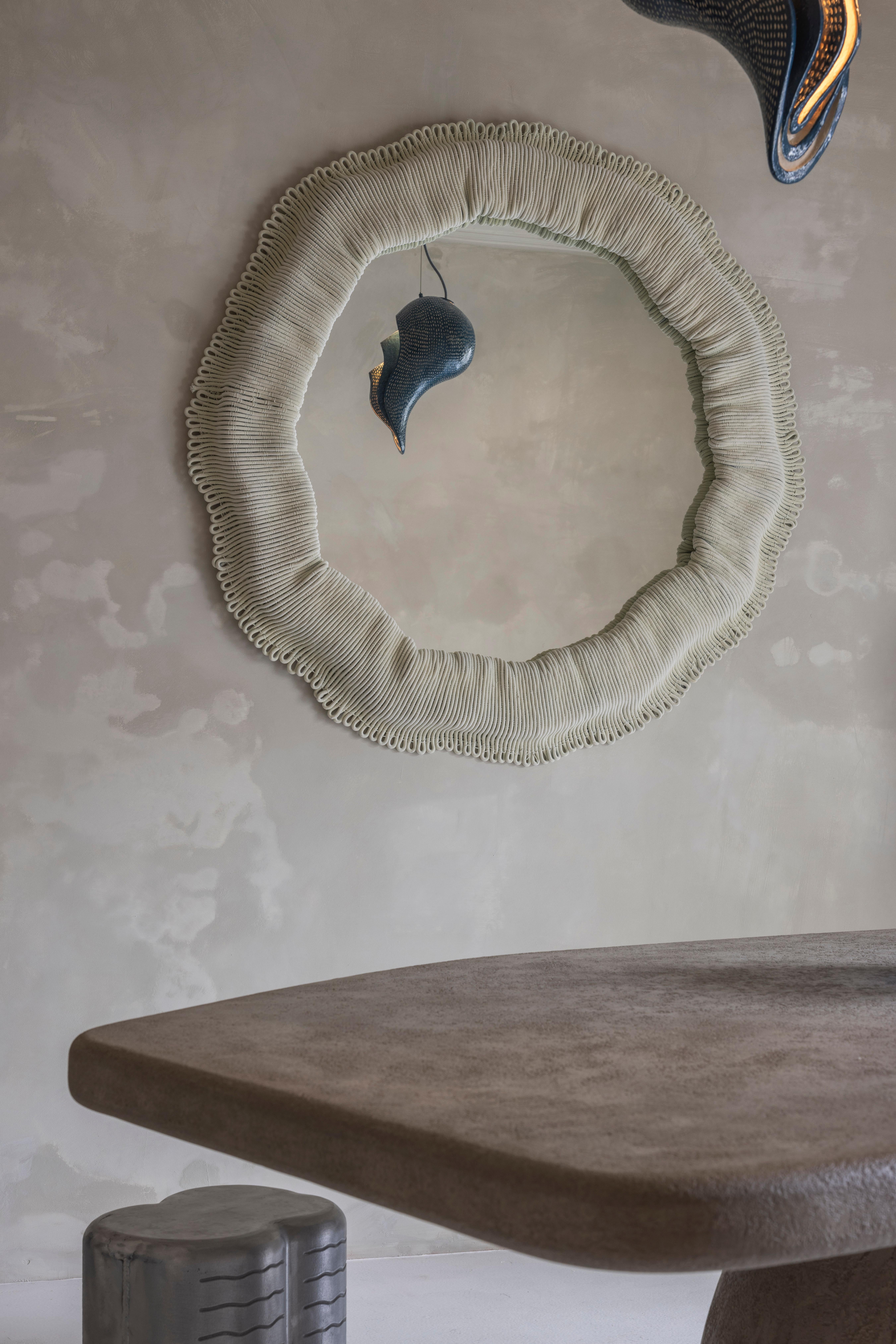 Dutch Contemporary Sand (customizable) round Wall Mirror Cynarina by Sarah Roseman For Sale