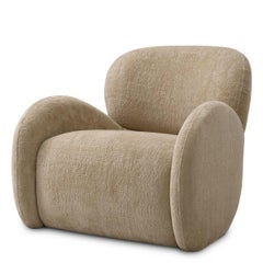 Contemporary Sand Fabric a Armchair with Wood Detail