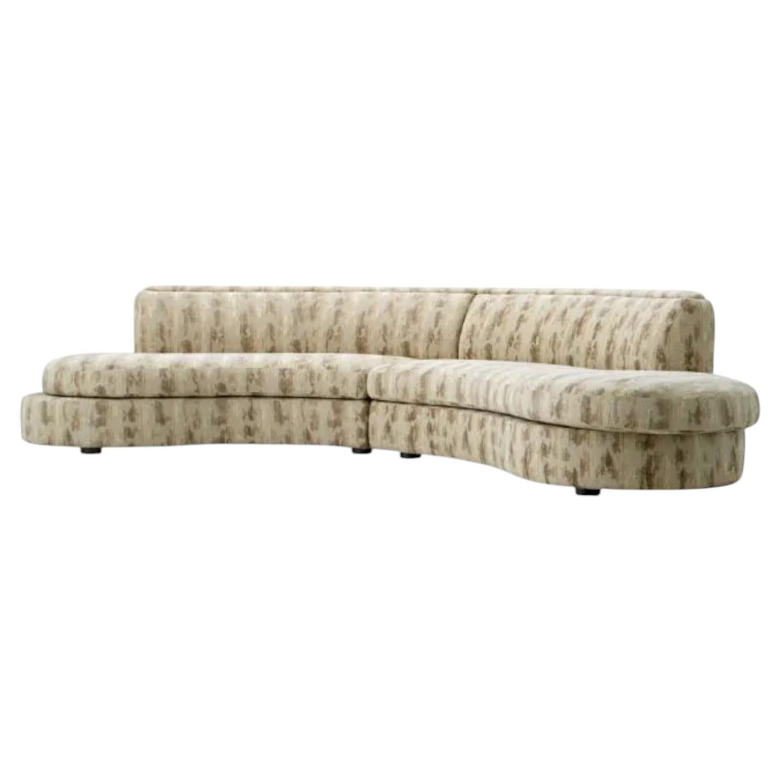 Contemporary Sand Fabric Upholstered Sofa