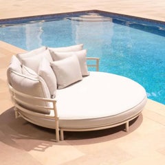 Contemporary Sand Finish Aluminum Outdoor Round Sofa