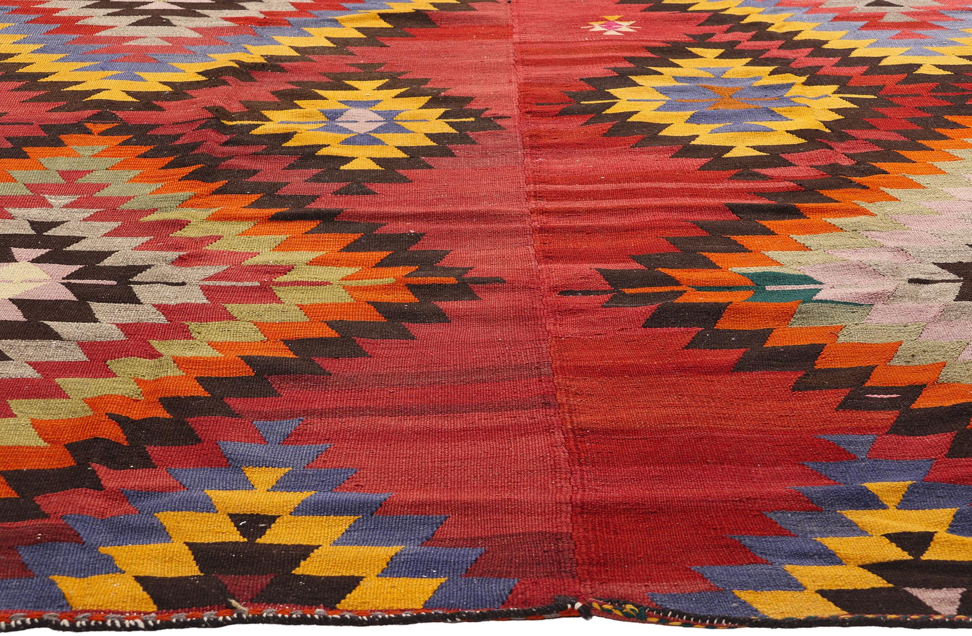 Alfombra Kilim turca de los años 60 con estilo tribal moderno Turco en venta