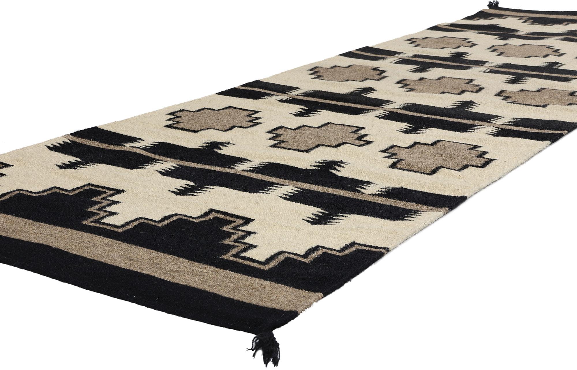 81050 Southwest Modern Crystal Navajo-Style Rug Runner, 03'00 x 10'02. Enter the serene convergence of Native American design influences, where the captivating allure of Southwest Modern aesthetics gracefully melds with the seamless fusion of