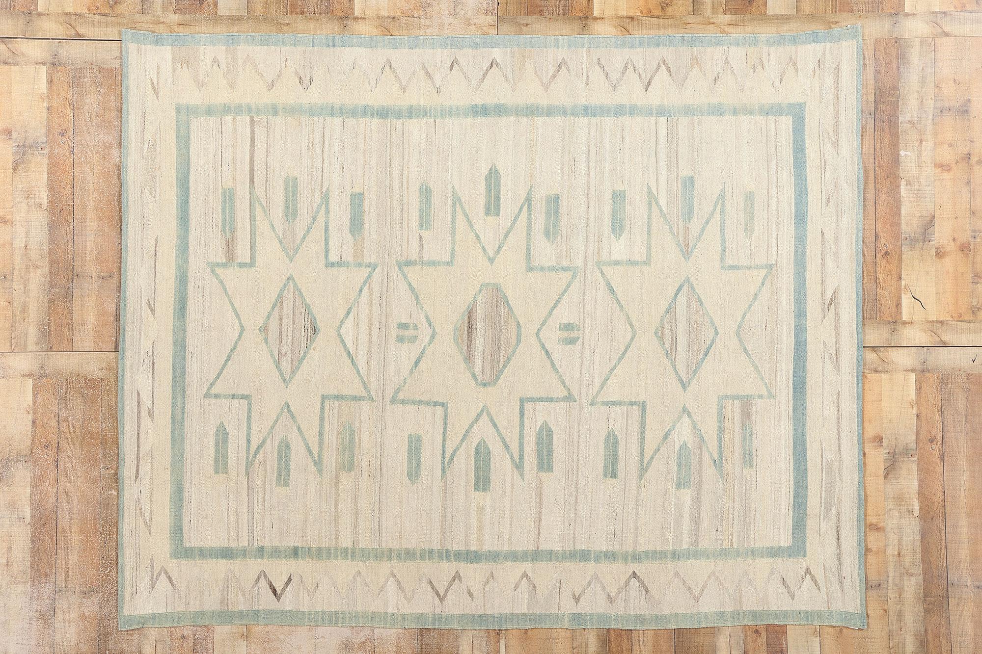 Alfombra contemporánea de tejido plano estilo navajo del suroeste del desierto de Santa Fe en Nuevo estado para la venta en Dallas, TX