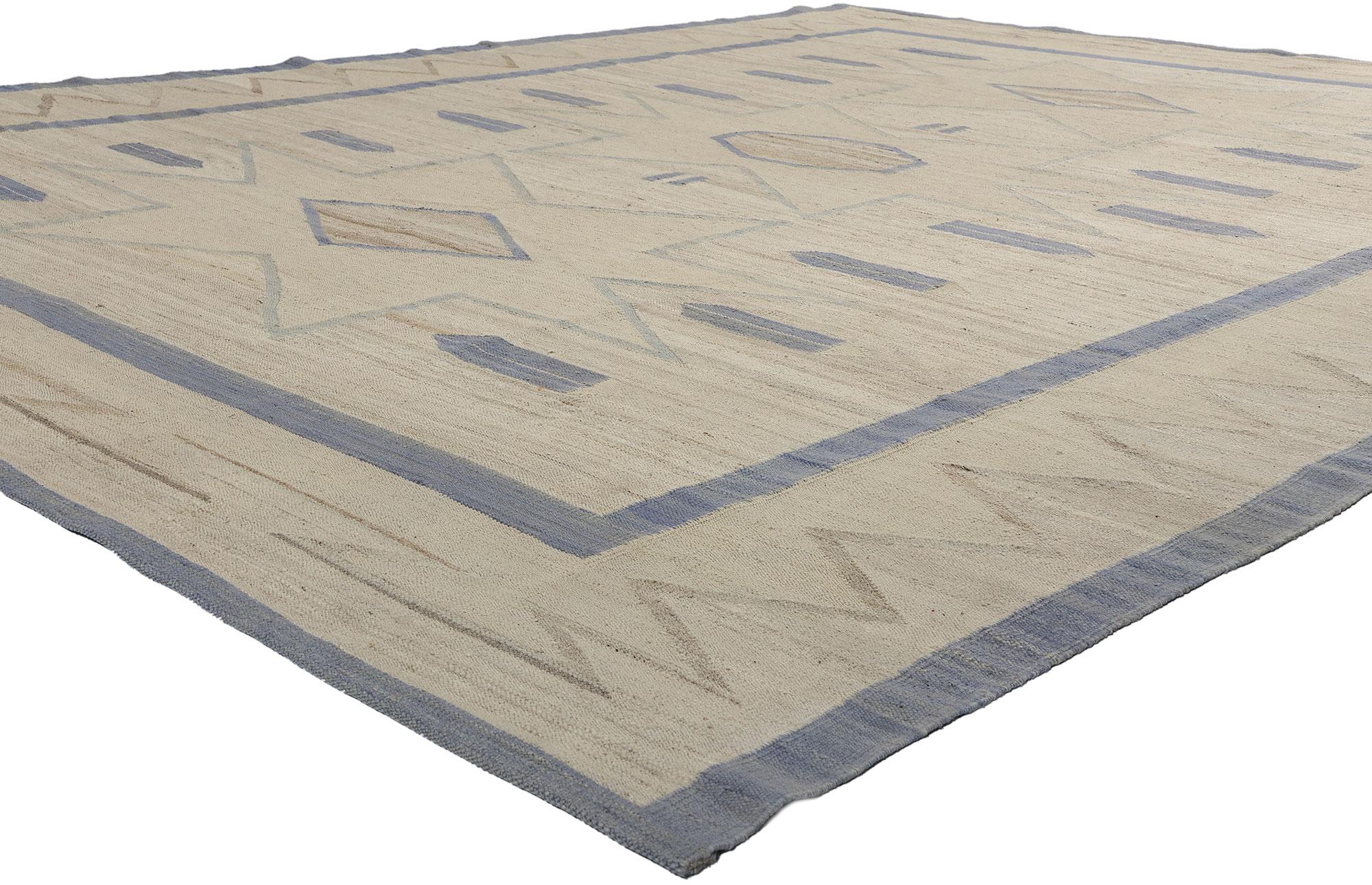 81097 Southwest Modern Desert Navajo-Style Rug, 08'11 x 11'05. Enter the captivating domain of this handwoven wool Southwest Modern Desert Chic Navajo-style rug, where each thread murmurs tales of tradition and modernity woven together seamlessly.